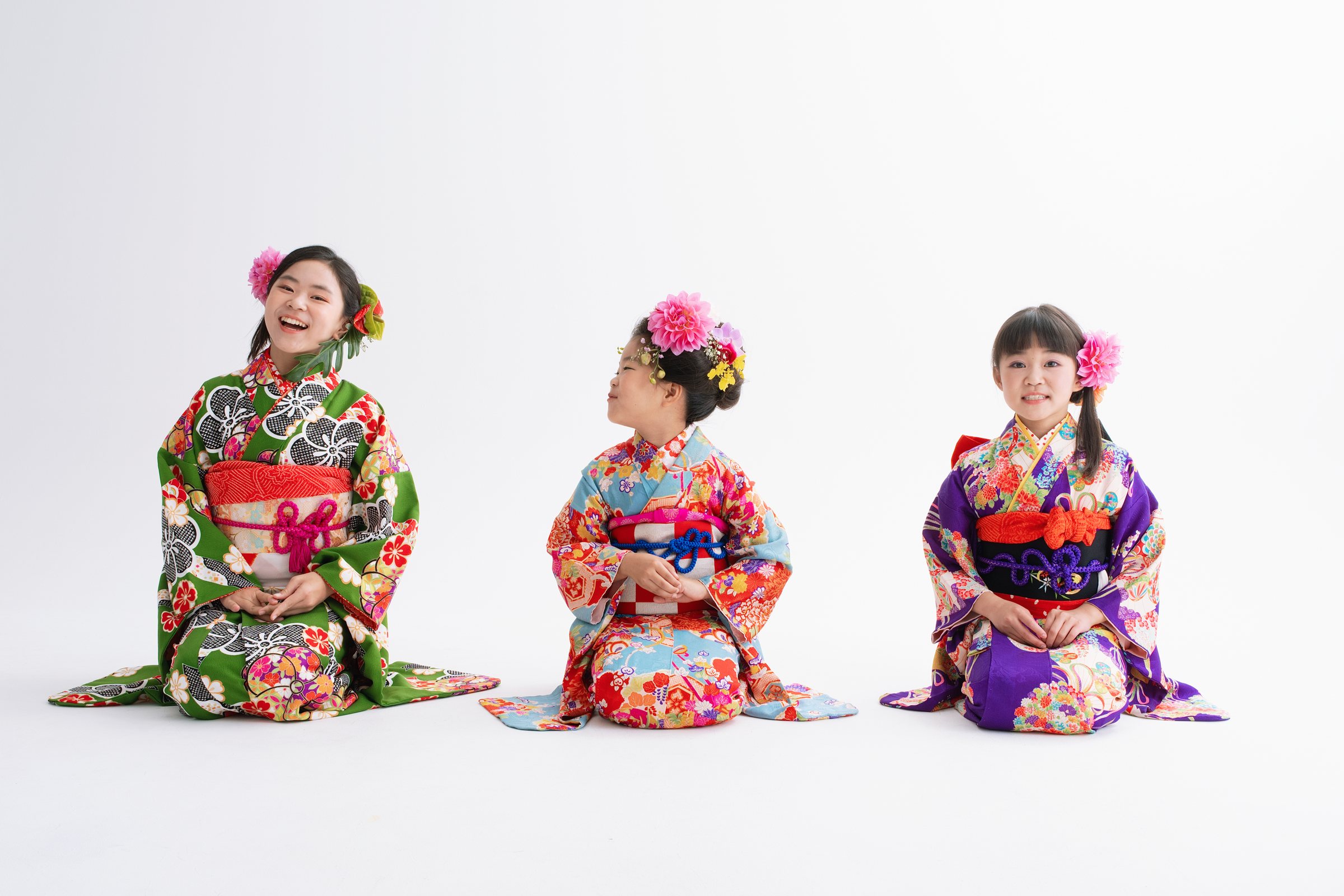 糸島写真館で撮影した七五三の着物すがたの子どもたち